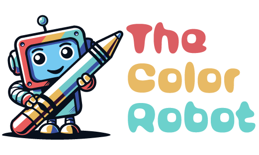 The Color Robot Logo. A cute robot holding a colored pencil